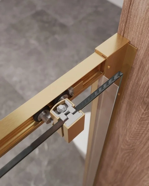 Душевая дверь в нишу Cezares Molveno 160 см стекло прозрачное профиль золото MOLVENO-BF-1-160-C-BORO-IV (детальная фотография), раздвижные