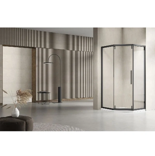 Душевой уголок Vincea Show 100х100 см профиль черный VSP1-4SH100CLB (детальная фотография), современные, hi-tech