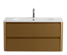 Тумба под раковину подвесная Cezares Relax 100 см брашированное золото