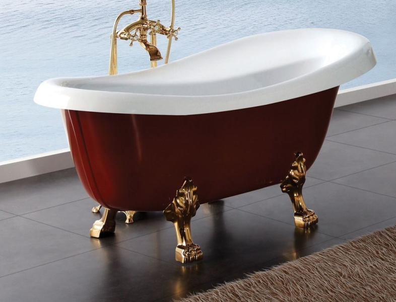 Ванна акриловая BelBagno 170х80 см отдельностоящая, красная BB04-ROS (детальная фотография), акриловые
