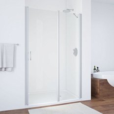 Душевая дверь профиль матовый хром стекло прозрачное Vegas-glass