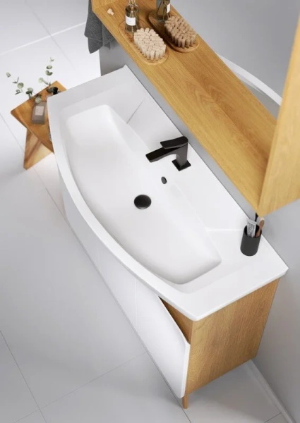 Тумба с раковиной напольная Aqwella Basic BAS0110DZ 105 см дуб золотой (детальная фотография), напольная, пристенная