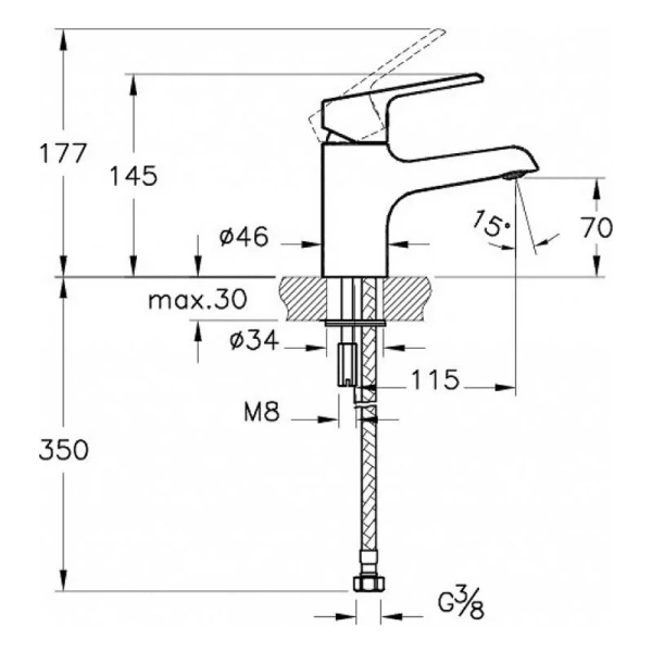 Смеситель для раковины VitrA Axe S A41069EXP (детальная фотография), для раковины