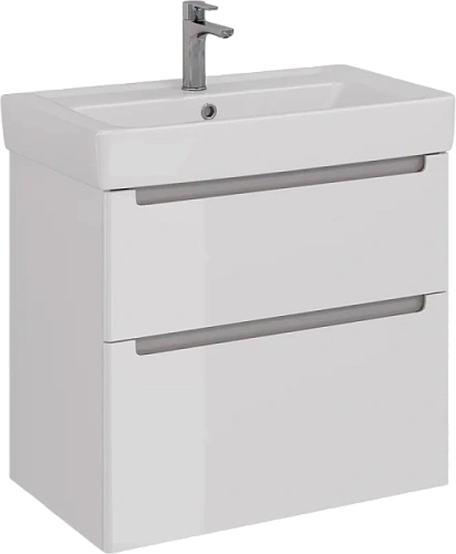 Тумба под раковину подвесная Lemark Buno 80 см белый глянец - фото 1