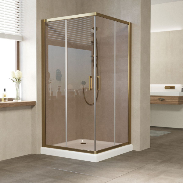 Душевой уголок стекло бронза Vegas-glass ZA 100 05 (детальная фотография), квадратные