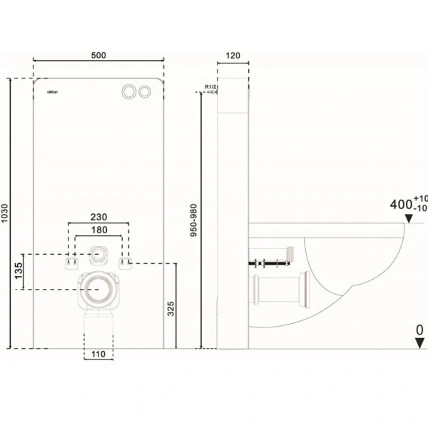 Инсталляция для унитаза Abber черная AC0107MB (детальная фотография), для унитаза
