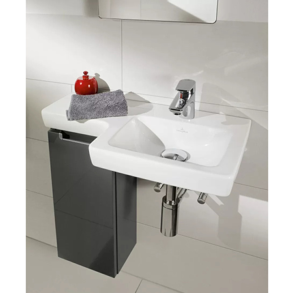 Раковина Villeroy & Boch Subway 2.0 63 см правая, цвет альпийский белый 41156R01 (детальная фотография), подвесные, на полупьедестал, на пьедестал, пристенные