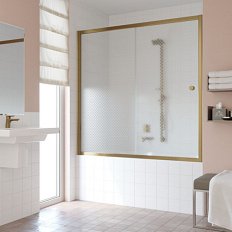 Душевая шторка на ванную профиль бронза стекло ретро Vegas-glass