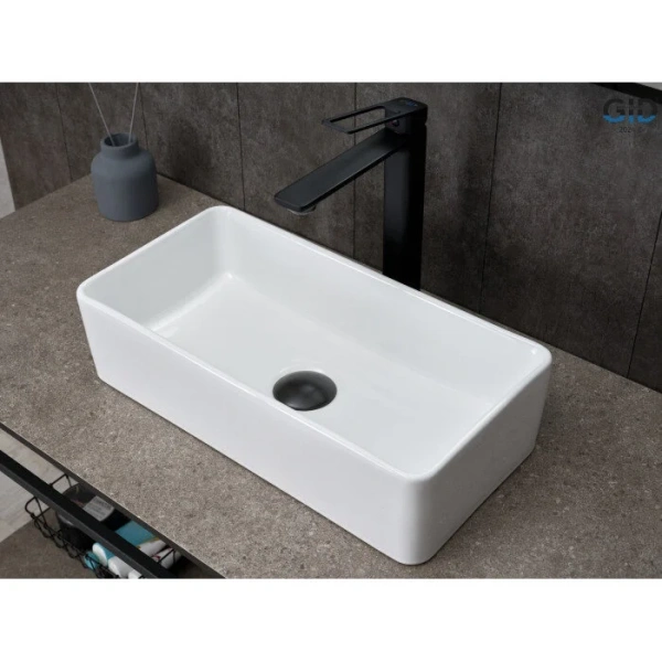 Раковина GID Geometrico N1104 46 см белая 51224 (детальная фотография), накладные (на столешницу)