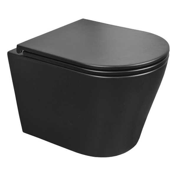 Унитаз подвесной Azario Teramo черный матовый AZ -053E-R-MB/ AZ-0053-MB (детальная фотография)