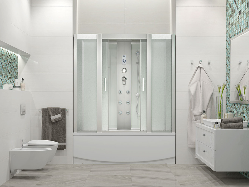 Душевая кабина Erlit Comfort 168x80 см стеклo матовое ER4517TP-C3-RUS (детальная фотография), прямоугольные