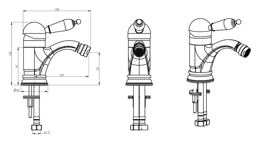 Смеситель для биде Boheme Brillante Ripresa хром 346 (детальная фотография), для биде