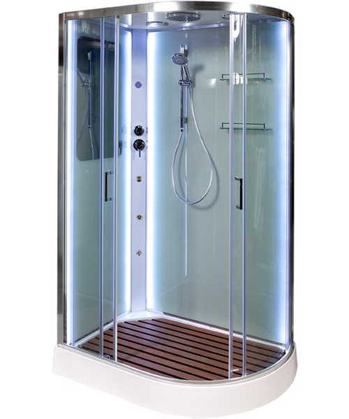 Душевая кабина Deto A102 120х80 см с led подсветкой и гидромассажем (детальная фотография), асимметричные