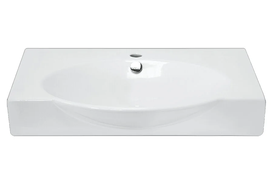 Раковина Sanita Luxe Infinity 65 см прямоугольная WB.FN/Infinity/65-C/WHT.G/S1 (детальная фотография), подвесные, накладные (на столешницу)