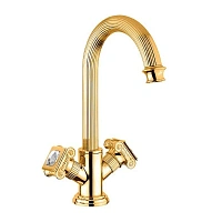 Смеситель для раковины золото 24 карат, ручка Swarovski Cezares Olimp