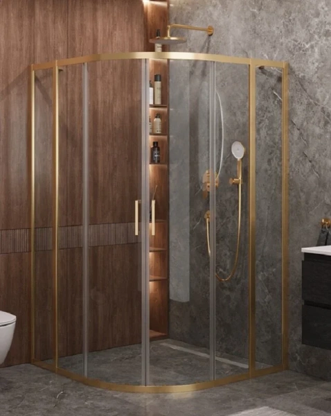 Душевой уголок Cezares Molveno 110х110 см стекло прозрачное профиль золото MOLVENO-R-22-90+20-C-BORO-IV (детальная фотография)