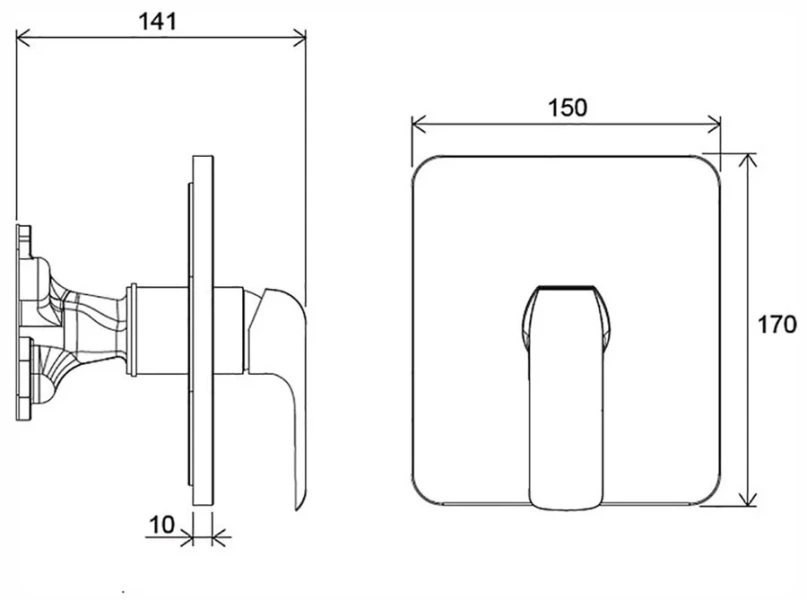 Смеситель для душа Ravak FL Flat 066.00 для R-box X070124 (детальная фотография), недорогие, прямоугольная форма