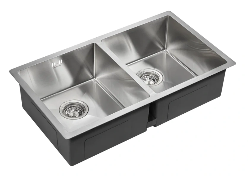 Мойка для кухни Paulmark Twin PM237844 78 см с двумя чашами (детальная фотография), из нержавеющей стали, стальные, металлические