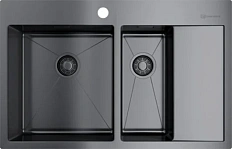 Мойка для кухни Omoikiri Akisame 78-2-GM-L 78 см вороненая сталь чаша слева