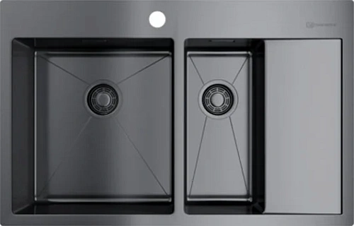 Мойка для кухни Omoikiri Akisame 78-2-GM-L 78 см вороненая сталь чаша слева - фото 6