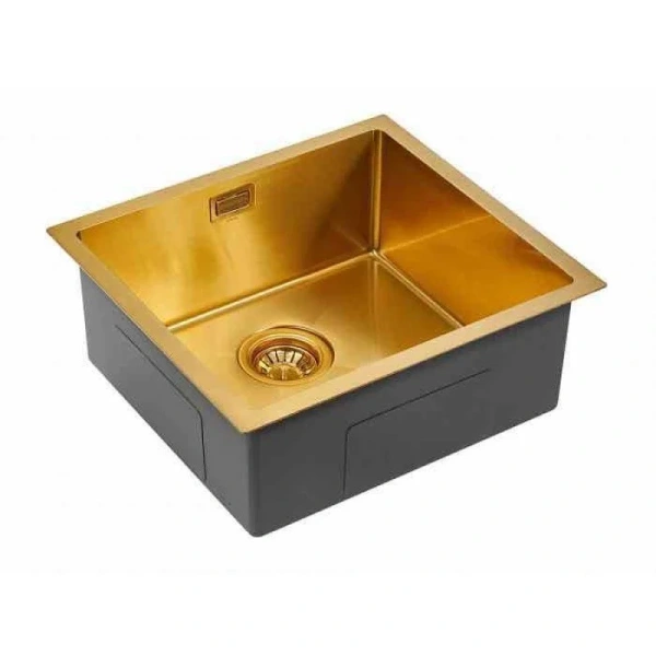 Мойка для кухни Paulmark Weser 48 см брашированное золото PM804844-BG (детальная фотография), из нержавеющей стали, стальные, металлические