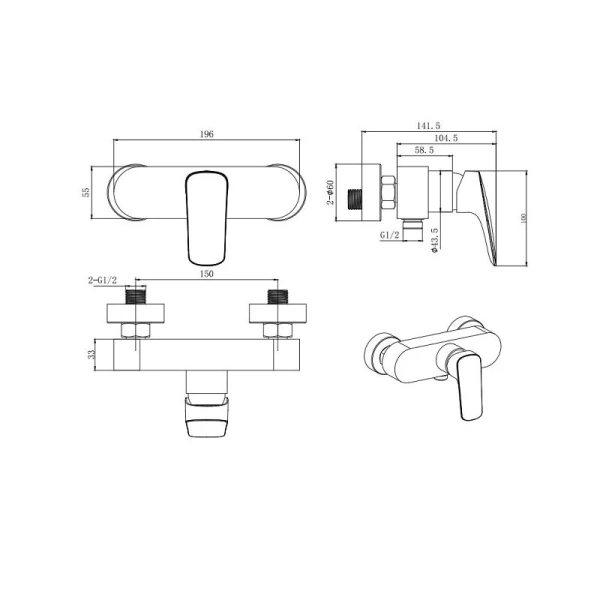 Душевой комплект Акватек Вега хром AQ1034CR (детальная фотография), душевые комплекты, наборы