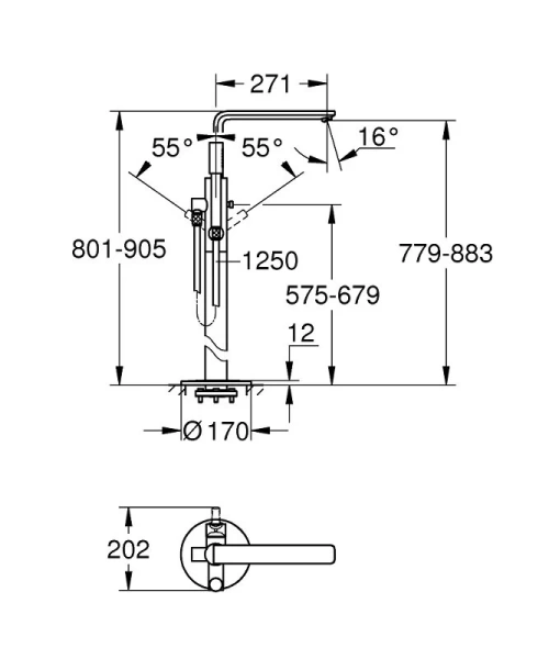 Смеситель для ванны с душевым гарнитуром хром Grohe Lineare 23792001 (детальная фотография), для раковины