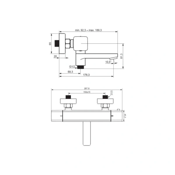 Смеситель для ванны Damixa Gala 533000 термостатный (детальная фотография), для ванны