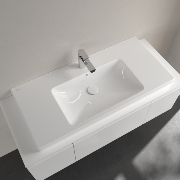 Раковина  Villeroy & Boch Subway 2.0 100 см альпийский белый 71751G01 (детальная фотография), подвесные, пристенные