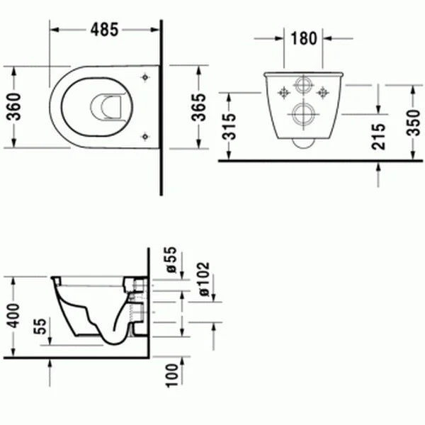 Унитаз подвесной Duravit Darling New белый 2549090000 (детальная фотография), с горизонтальным, прямым выпуском, с прямым выпуском