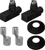 Комплект подключения Lemark с квадратными вентилями, черный матовый