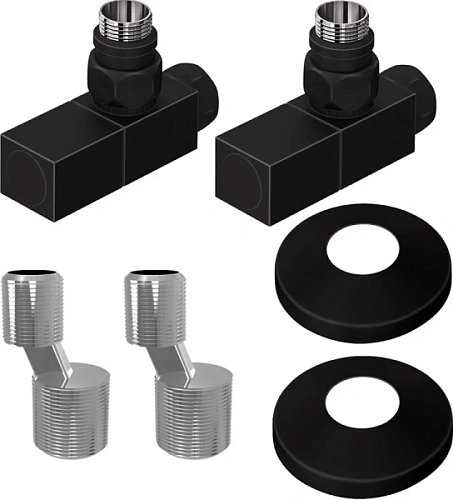 Комплект подключения Lemark с квадратными вентилями, черный матовый - фото 2