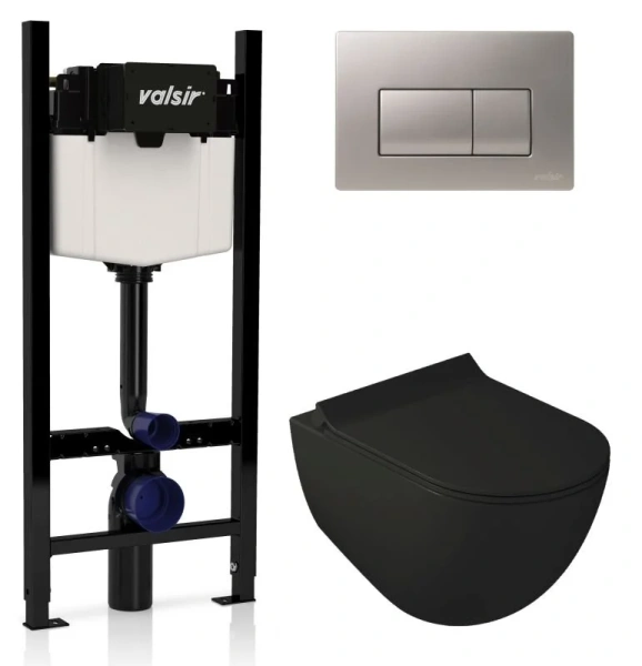 Унитаз с инсталляцией Valsir Dream клавиша хром матовая KIT VSCrM 7317NEMT Slim P1 (детальная фотография)