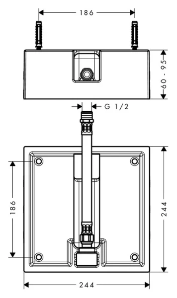 Скрытая часть Hansgrohe Raindance для верхнего душа 26471180 (детальная фотография), в наличии
