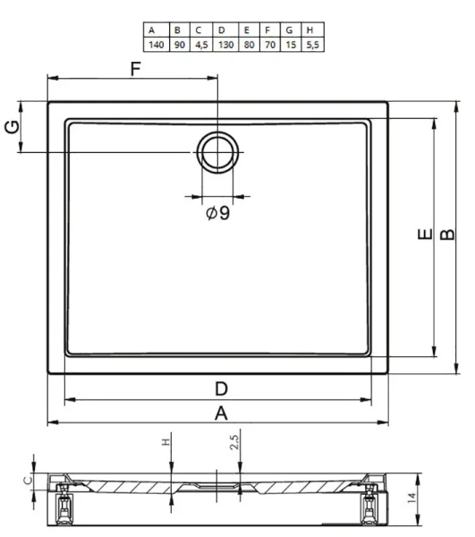 Душевой поддон акриловый белый с панелью Riho Davos 257 140x90 см D002009005 (детальная фотография), прямоугольные