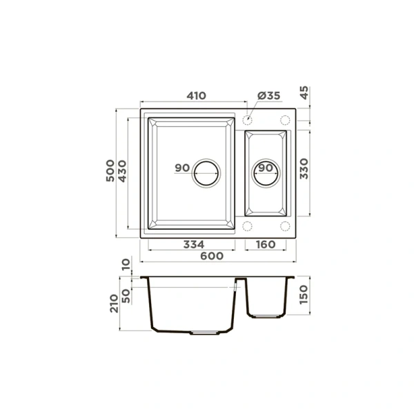 Мойка для кухни Omoikiri Sakaime 60-2-CH 60 см шампань 4993913 (детальная фотография), врезные