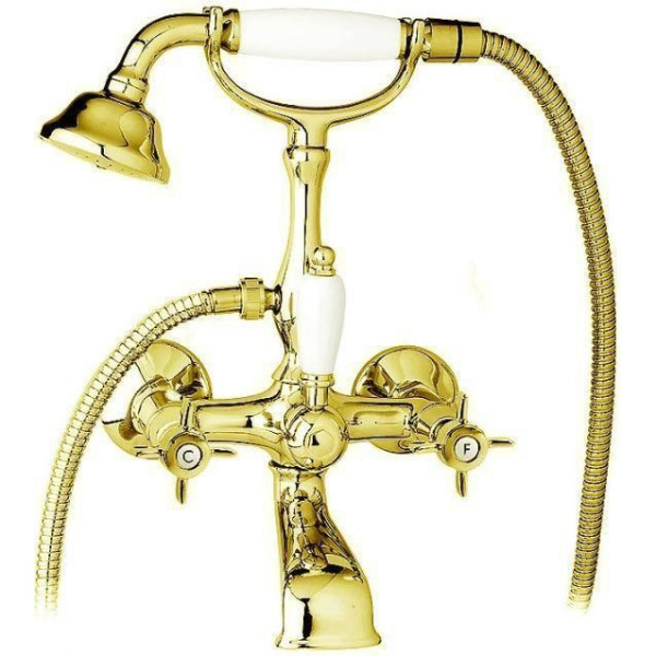 Смеситель для ванны Cezares Lord золото 24 карат, ручки белые LORD-VD-03/24-Bi (детальная фотография)