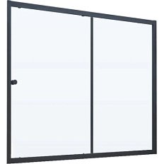 Душевая шторка на ванную профиль черный глянцевый стекло прозрачное Vegas-glass