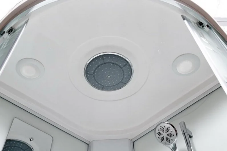 Душевая кабина Deto EM 90x90 см с led подсветкой EM2790LED (детальная фотография), стеклянные, матовые, узорчатые