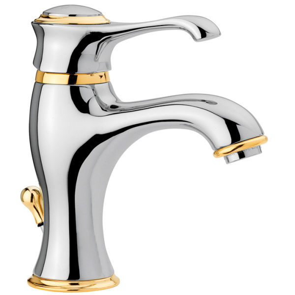 Смеситель для раковины матовый хром - золото Emmevi Tiffany SO6003 (детальная фотография)