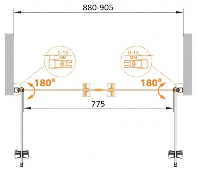 Душевая дверь в нишу Cezares Eco 90 см стекло прозрачное ECO-O-B-2-90-C-Cr (детальная фотография), распашные