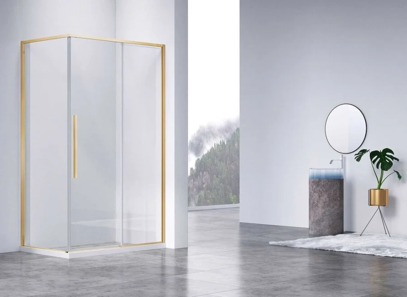 Душевой уголок Vincea Slim-N 130х80 см профиль брашированное золото VSR-4SN8013CLG (детальная фотография), золото