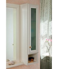 Шкаф для ванной, петли справа, цвет слоновая кость матовый, фурнитура золото, La Beaute Michel