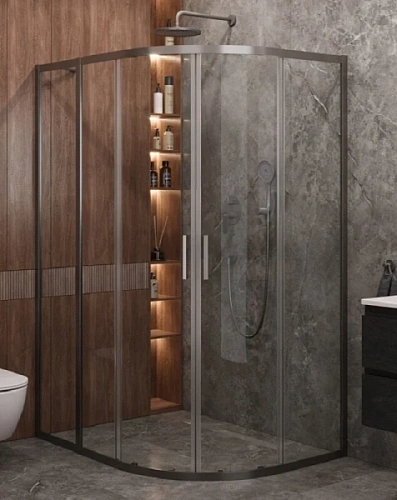 Душевой уголок Cezares Molveno 120х100 см стекло прозрачное профиль оружейная сталь - фото 4