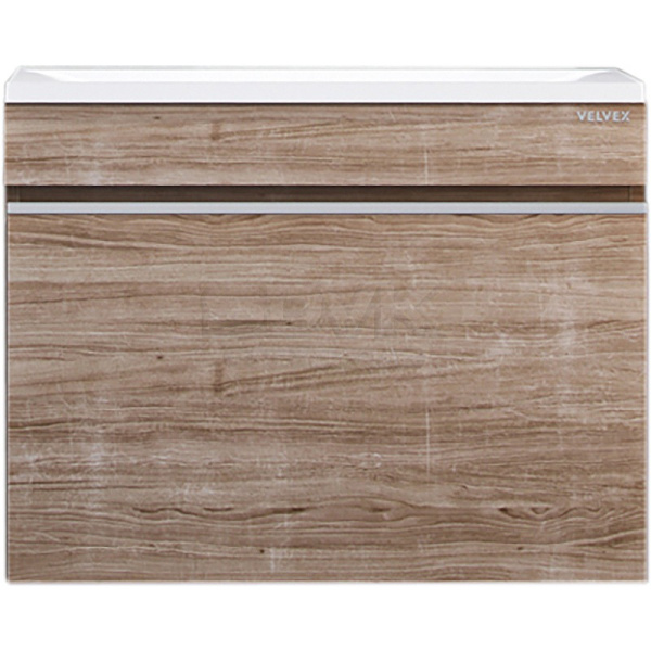 Тумба с раковиной подвесная Velvex Pulsus tpPUL.70-2 70 см с ящиком (детальная фотография), современная, hi-tech