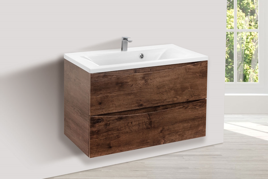 Тумба под раковину подвесная Vincea Mia 79 см R.Wood VMC-2MA800RW (детальная фотография), моноблок