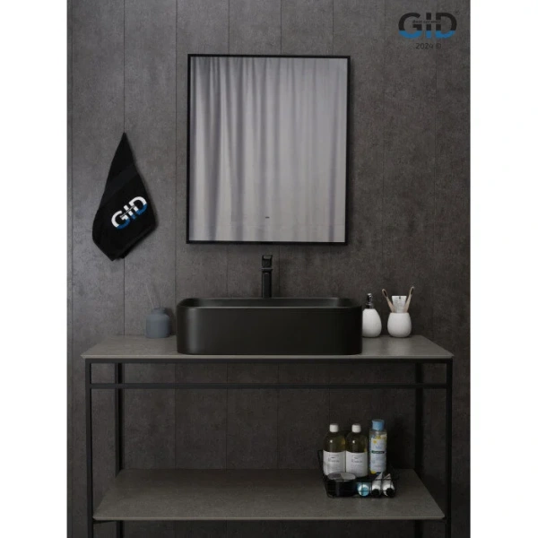 Раковина GID Geometrico Bm9599 61 см черная 53366 (детальная фотография), в форме чаши, прямоугольной формы