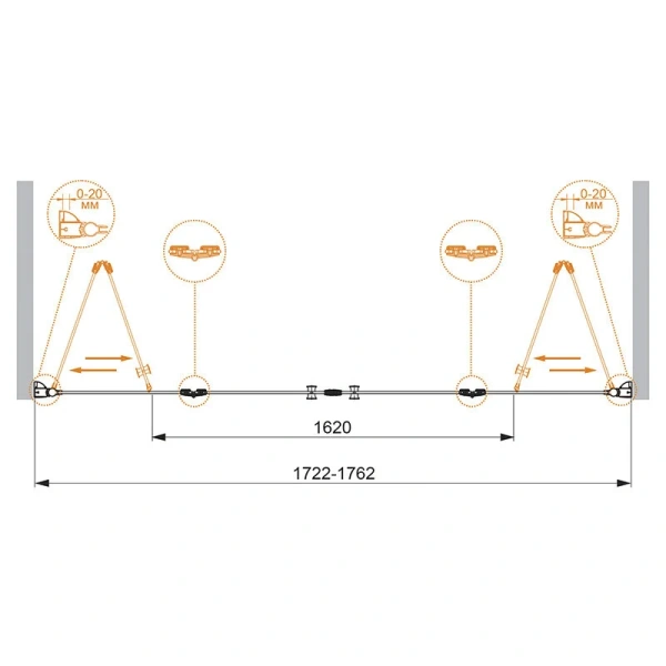 Душевая дверь Cezares Elena 180 см стекло прозрачное ELENA-W-BS-22-180-C-Cr (детальная фотография), современные, hi-tech