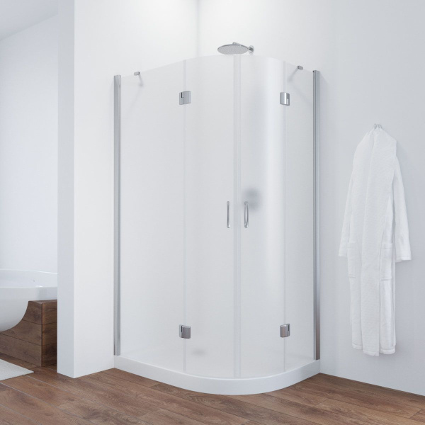 Душевой уголок профиль черный глянцевый стекло сатин Vegas-glass AFS-F 120*80 02Г 10 L (детальная фотография)