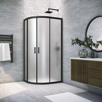 Душевой уголок профиль черный матовый стекло сатин Vegas-glass
